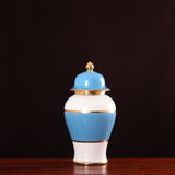 Maxbell Blue and White Color Porcelain Ginger Jar with Lid Centerpiece Tea Storage