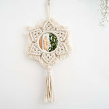 Maxbell Retro Style Tassel Tapestry Wall Mounted Makeup Mirror for Bedroom Porch