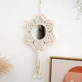Maxbell Retro Style Tassel Tapestry Wall Mounted Makeup Mirror for Bedroom Porch