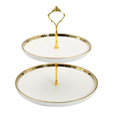 Maxbell 2 Tier Cupcake Stand Elegant Serving Tray for Fruit Baby Shower Living Room White