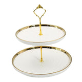 Maxbell 2 Tier Cupcake Stand Elegant Serving Tray for Fruit Baby Shower Living Room White