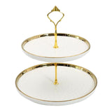 Maxbell 2 Tier Cupcake Stand Elegant Serving Tray for Fruit Baby Shower Living Room White