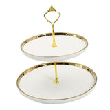 Maxbell 2 Tier Cupcake Stand Elegant Serving Tray for Fruit Baby Shower Living Room White