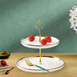 Maxbell 2 Tier Cupcake Stand Elegant Serving Tray for Fruit Baby Shower Living Room White