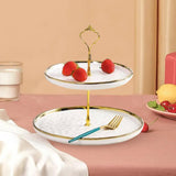 Maxbell 2 Tier Cupcake Stand Elegant Serving Tray for Fruit Baby Shower Living Room White