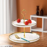 Maxbell 2 Tier Cupcake Stand Elegant Serving Tray for Fruit Baby Shower Living Room White