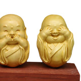 Maxbell Adorable 3 Buddha Monks Statues Boxwood for Desktop Decoration Sculptures