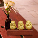 Maxbell Adorable 3 Buddha Monks Statues Boxwood for Desktop Decoration Sculptures