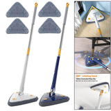 Maxbell Washable Telescopic Triangle Floor Mop with 3Pcs Mop Pads for Cleaning White