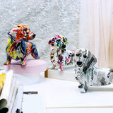 Maxbell Polyresin Dog Statue Figurine Desktop Decoration Graffiti Modern A