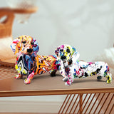 Maxbell Polyresin Dog Statue Figurine Desktop Decoration Graffiti Modern A