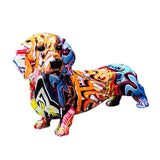 Maxbell Polyresin Dog Statue Figurine Desktop Decoration Graffiti Modern A