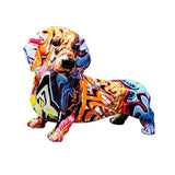 Maxbell Polyresin Dog Statue Figurine Desktop Decoration Graffiti Modern A
