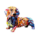 Maxbell Polyresin Dog Statue Figurine Desktop Decoration Graffiti Modern A