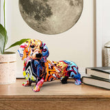 Maxbell Polyresin Dog Statue Figurine Desktop Decoration Graffiti Modern A
