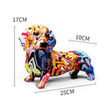 Maxbell Polyresin Dog Statue Figurine Desktop Decoration Graffiti Modern A