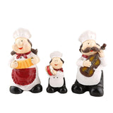 Maxbell 3x Chef Statue Figurines Sculpture Resin Ornaments Decorative Collectible