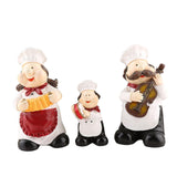 Maxbell 3x Chef Statue Figurines Sculpture Resin Ornaments Decorative Collectible