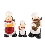 Maxbell 3x Chef Statue Figurines Sculpture Resin Ornaments Decorative Collectible