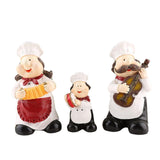Maxbell 3x Chef Statue Figurines Sculpture Resin Ornaments Decorative Collectible