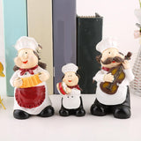 Maxbell 3x Chef Statue Figurines Sculpture Resin Ornaments Decorative Collectible