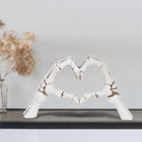 Maxbell Modern Heart Gesture Ornament Sculpture Figurine Wedding Wine Cabinet White