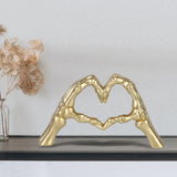 Maxbell Modern Heart Gesture Ornament Sculpture Figurine Wedding Wine Cabinet Gold