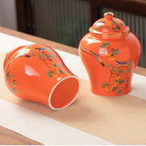 Maxbell Chinese Style Porcelain Ginger Jar Home Decor Airtight Lid Storage Jar Can