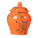 Maxbell Chinese Style Porcelain Ginger Jar Home Decor Airtight Lid Storage Jar Can