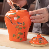 Maxbell Chinese Style Porcelain Ginger Jar Home Decor Airtight Lid Storage Jar Can