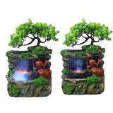 Maxbell Tabletop Water Fountain with LED Lights Indoor Outdoor Office Resin Statue No Fog