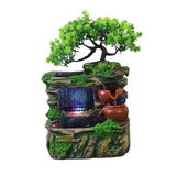 Maxbell Tabletop Water Fountain with LED Lights Indoor Outdoor Office Resin Statue No Fog