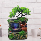 Maxbell Tabletop Water Fountain with LED Lights Indoor Outdoor Office Resin Statue No Fog
