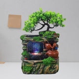 Maxbell Tabletop Water Fountain with LED Lights Indoor Outdoor Office Resin Statue No Fog