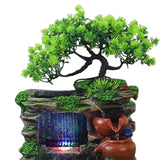 Maxbell Tabletop Water Fountain with LED Lights Indoor Outdoor Office Resin Statue No Fog