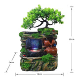 Maxbell Tabletop Water Fountain with LED Lights Indoor Outdoor Office Resin Statue No Fog