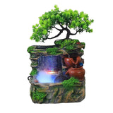 Maxbell Tabletop Water Fountain with LED Lights Indoor Outdoor Office Resin Statue Wiith Fog