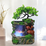 Maxbell Tabletop Water Fountain with LED Lights Indoor Outdoor Office Resin Statue Wiith Fog