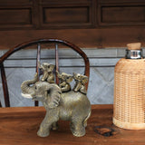 Maxbell Creative Elephant Statue Tabletop Resin for Festivals Dining Room Holidays Silver