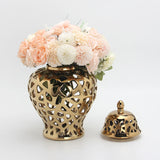 Maxbell Ceramic Ginger Jar Flower Porcelain Storage Jar Home Decoration Display