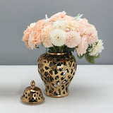 Maxbell Ceramic Ginger Jar Flower Porcelain Storage Jar Home Decoration Display