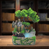 Maxbell Electric Tabletop Fountain with Lights Resin Rockery Water Sound Ornament with Mist