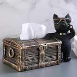 Maxbell Tissue Box Napkin Paper Holder Case Resin Sculpture Organizer Dog Statue Black