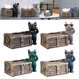 Maxbell Tissue Box Napkin Paper Holder Case Resin Sculpture Organizer Dog Statue Black