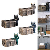 Maxbell Tissue Box Napkin Paper Holder Case Resin Sculpture Organizer Dog Statue Black