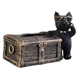 Maxbell Tissue Box Napkin Paper Holder Case Resin Sculpture Organizer Dog Statue Black