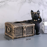 Maxbell Tissue Box Napkin Paper Holder Case Resin Sculpture Organizer Dog Statue Black