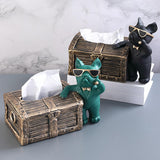 Maxbell Tissue Box Napkin Paper Holder Case Resin Sculpture Organizer Dog Statue Black
