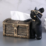 Maxbell Tissue Box Napkin Paper Holder Case Resin Sculpture Organizer Dog Statue Black