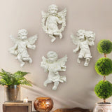 Maxbell 4Pcs European Style Cherub Wall Sculpture Ornament Angel Statue for Entrance